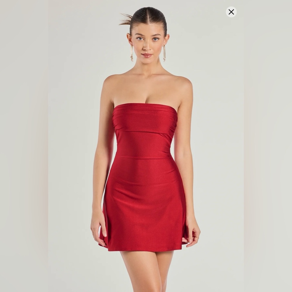 Strapless Red Evening Dress